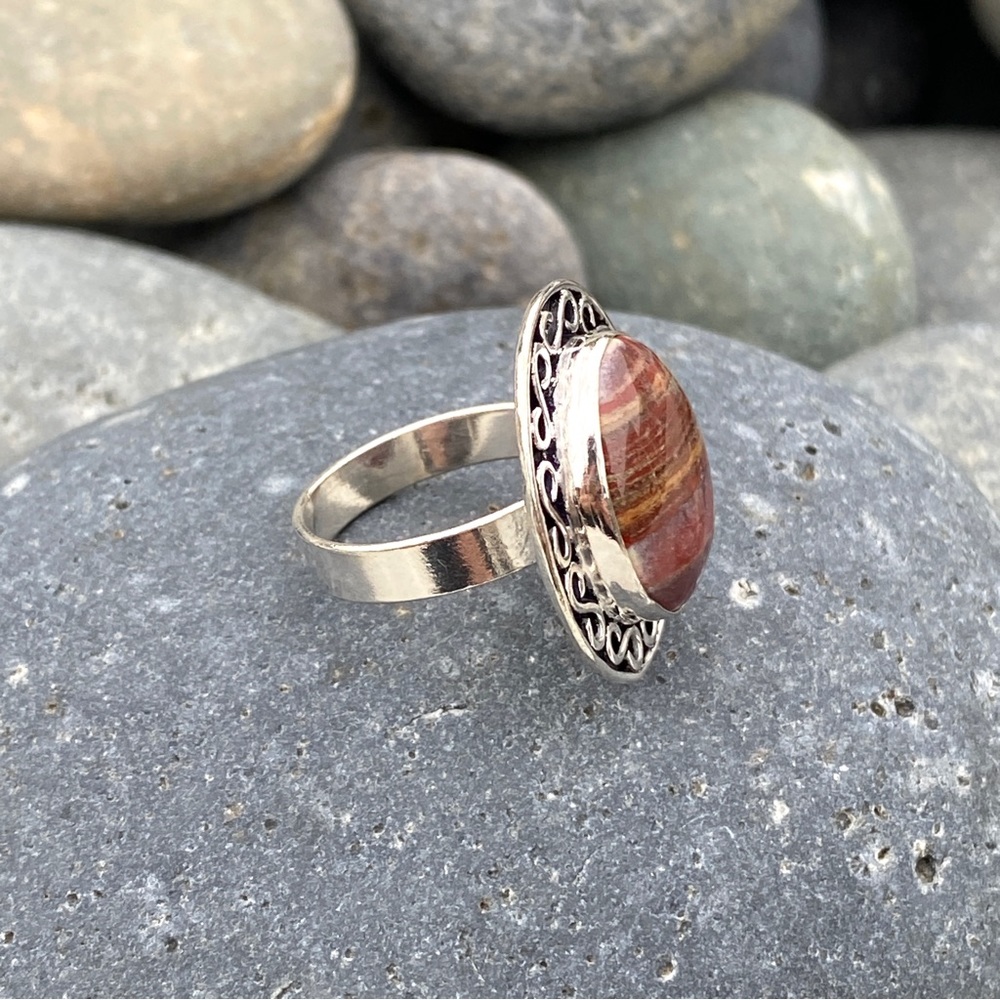SUNDANCE jasper ring sterling silver red gemstone gem boho birthstone birthday 9 - Picture 4 of 10